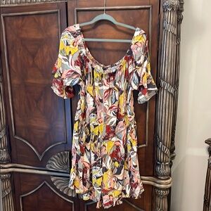 Torrid White and Yellow Ruffled Jumpsuit